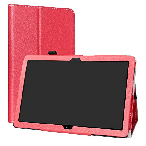LiuShan MediaPad T5 10 hülle, Folding PU Leder Tasche Hülle Case mit Ständer für 10.0" Huawei MediaPad T5 2018 Android Tablet PC,Rot von LiuShan