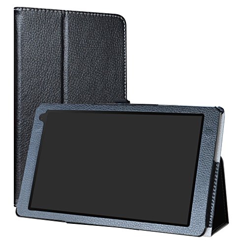 LiuShan Medion Lifetab P106 X106 hülle, Folding PU Leder Tasche Hülle Case mit Ständer für 10.1" Medion Lifetab P10606 P10605 P10602 P10601 X10605 X10607 Tablet,Schwarz von LiuShan