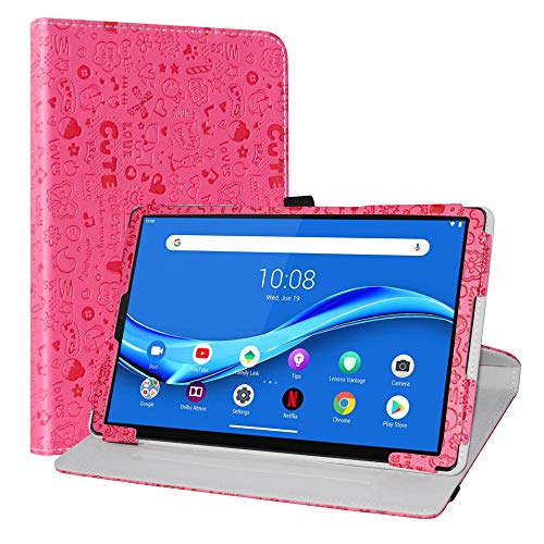 LiuShan Tab K10 Rotating hülle, 360°rotierenden Drehbares Standfunktion hülle mit Schöne Muster für 10.3" Lenovo Tab K10 / Lenovo Tab M10 Plus/Tab M10 FHD Plus (2nd Gen) TB-X606F,Rosen rot von LiuShan