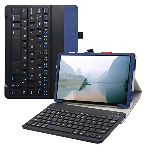 LiuShan Tab M10 HD hülle, Abnehmbare Tastatur(QWERTY, englisches Layout) hülle mit Ständer für 10.1" Lenovo Tab M10 HD (2nd Gen) TB-X306X Tablet(Nicht für tab M10 Plus),Blau von LiuShan