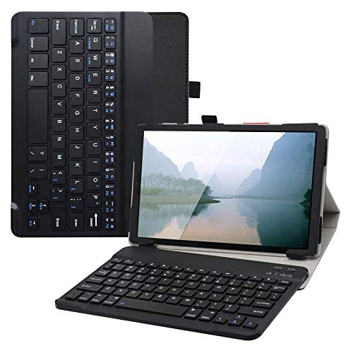 LiuShan Tab M10 HD hülle, Abnehmbare Tastatur(QWERTY, englisches Layout) hülle mit Ständer für 10.1" Lenovo Tab M10 HD (2nd Gen) TB-X306X Tablet(Nicht für tab M10 Plus),Schwarz von LiuShan