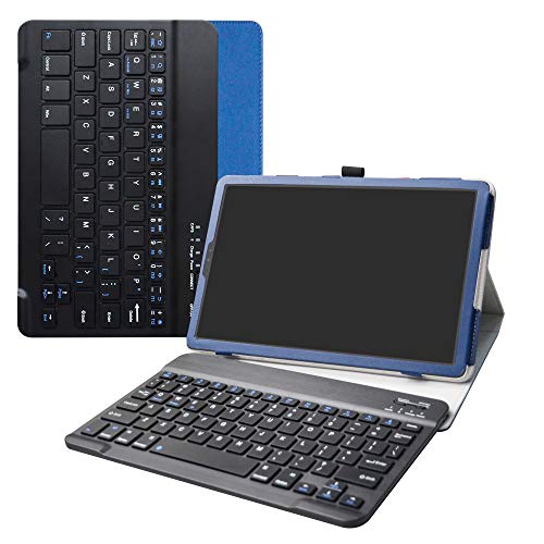 LiuShan MediaPad M5 Lite hülle, Abnehmbare Tastatur(QWERTY, englisches Layout) hülle mit Ständer für 10.0" Huawei MediaPad M5 Lite 2018 Android Tablet,Blau von LiuShan