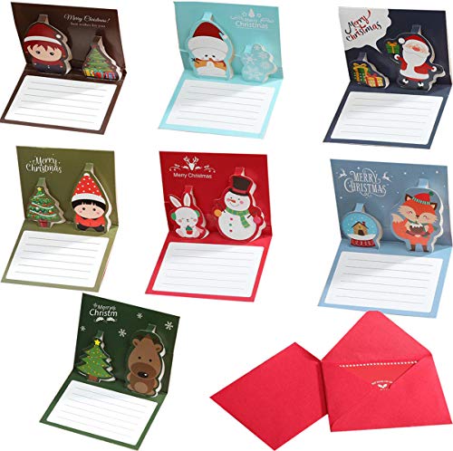 Weihnachtskarten und Umschläge,Liuer 24PCS 3D Pop Up Weihnachtskarte Set Einladungskarten Geburtstagskarten für Kinder Faltkarte Grußkarten Hochzeitskarten Glückwunschkarte Hochzeit(16 * 11CM) von Liuer