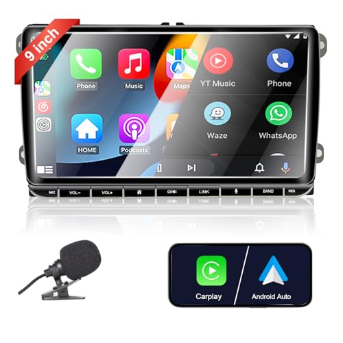 Liulbobu 9 Zoll VW Radio, Autoradio für Golf 5 6 Passat Jetta Caddy Polo cc Tiguan EOS Touran T5 Scirocco Wireless Carplay & Android Auto, mit Touchscreen Radio/Bluetooth/FM/AM/USB/DSP/RDS/Mirror Link von Liulbobu