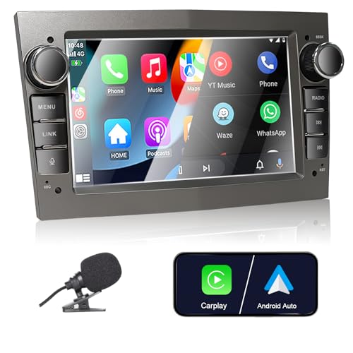 Autoradio für OPEL Zafira Corsa Vivaro Vectra Antara Sigum Combo Astra Meriva Kompatibel, Carplay Android Auto, 7 Zoll Touchscreen mit Radio Bluetooth/FM/AM/USB/DPS/RDS/Fahrzeugbild rückwärts - Grau von Liulbobu