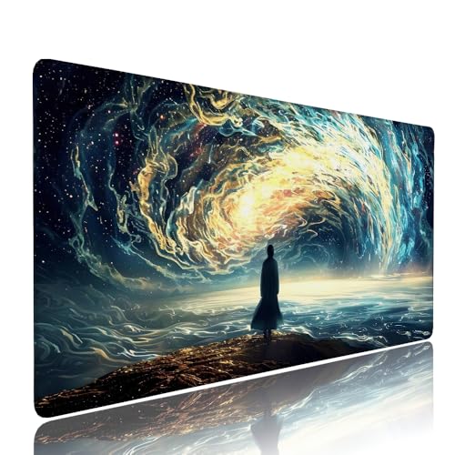 Abstrakt Landschaft Schreibtischunterlage Mousepad XXL Gaming Mauspad Büro Zubehör Klein Mouse Pad Pc Desk Mat, WassXerdicht Anti-Rutsch Gummibasis Vernähte Kanten 1400x600x3mm für Home Office d-241 von Liutuedy