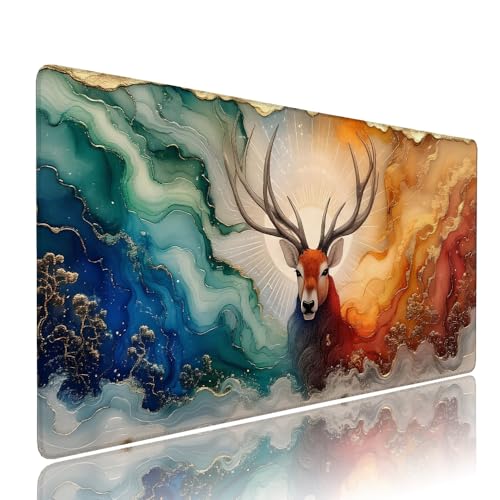 Farbe Reh Schreibtischunterlage Mousepad xxl Gaming Mauspad Büro Zubehör Klein Mouse Pad Pc Desk Mat Groß,Anti-Rutsch Gummibasis Vernähte Kanten 1400x600x3mm Schreibtisch Schutz, für Home Office d-143 von Liutuedy
