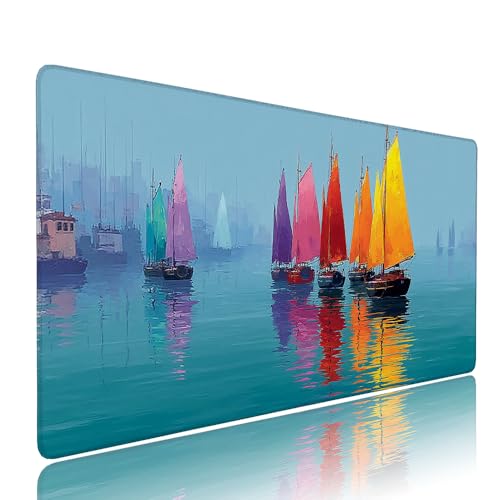 Farbe Segelboot Schreibtischunterlage Mousepad XXL Gaming Mauspad Büro Zubehör Klein Mouse Pad Pc Desk Mat Groß, WassXerdicht Anti-Rutsch Gummibasis Vernähte Kanten 1000x500x3mm für Home Office d-107 Farbe Segelboot Schreibtischunterlage Mousepad XXL Gaming Mauspad Büro Zubehör Klein Mouse Pad Pc Desk Mat Groß, WassXerdicht Anti-Rutsch Gummibasis Vernähte Kanten 1000x500x3mm für Home Office d-107 von Liutuedy