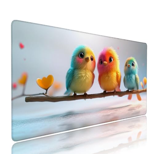 Farbe Vogel Schreibtischunterlage Mousepad XXL Gaming Mauspad Büro Zubehör Klein Mouse Pad Pc Desk Mat Groß, WassXerdicht Anti-Rutsch Gummibasis Vernähte Kanten 1400x600x3mm für Home Office d-167 von Liutuedy