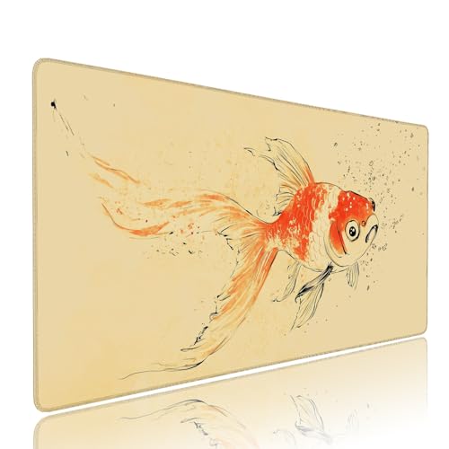 Gaming Mauspad XXL 1000x400x3mm Gelb Goldfisch Mousepad Groß Desk mat, üro Zubehör Unterlage Schreibtisch WassXerdicht mit Vernähten Kanten und rutschfeste Gummibasis, für Laptop und PC Zubehör d-585 Gaming Mauspad XXL 1000x400x3mm Gelb Goldfisch Mousepad Groß Desk mat, üro Zubehör Unterlage Schreibtisch WassXerdicht mit Vernähten Kanten und rutschfeste Gummibasis, für Laptop und PC Zubehör d-585 von Liutuedy