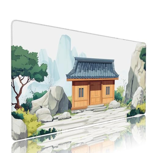 Gaming Mauspad XXL 1000x400x3mm Weiß Haus Mousepad Groß Desk mat, üro Zubehör Unterlage Schreibtisch WassXerdicht mit Vernähten Kanten und rutschfeste Gummibasis, für Laptop PC, Home oder Office d-10 von Liutuedy