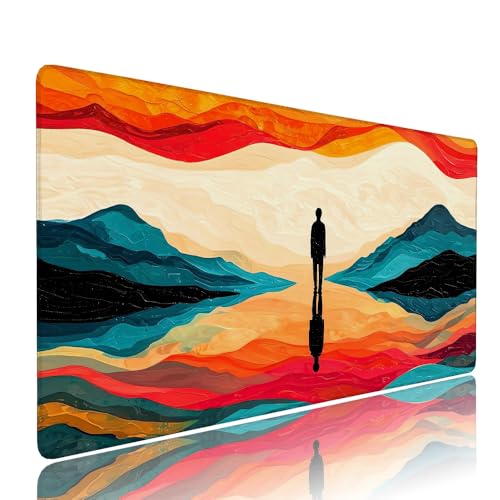 Gaming Mauspad XXL 1200x600x3mm Farbe Abstrakt Mousepad Groß Desk mat, üro Zubehör Unterlage Schreibtisch WassXerdicht mit Vernähten Kanten und rutschfeste Gummibasis, für Laptop und PC Zubehör d-81 von Liutuedy