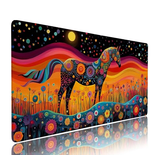 Gaming Mauspad XXL 1200x600x3mm Farbe Abstrakt Mousepad Groß Desk mat, üro Zubehör Unterlage Schreibtisch WassXerdicht mit Vernähten Kanten und rutschfeste Gummibasis, für Laptop und PC Zubehör d-101 von Liutuedy