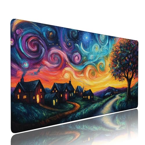 Gaming Mauspad XXL 1200x600x3mm Farbe Abstrakt Mousepad Groß Desk mat, üro Zubehör Unterlage Schreibtisch WassXerdicht mit Vernähten Kanten und rutschfeste Gummibasis, für Laptop und PC Zubehör d-96 von Liutuedy