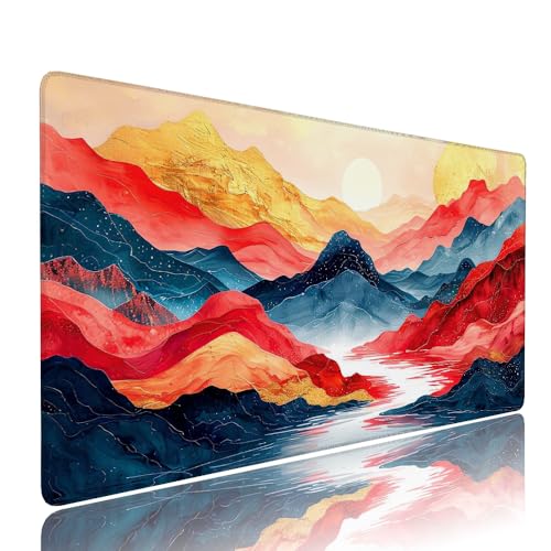 Gaming Mauspad XXL 1200x600x3mm Farbe Abstrakt Mousepad Groß Desk mat, üro Zubehör Unterlage Schreibtisch WassXerdicht mit Vernähten Kanten und rutschfeste Gummibasis, für Laptop und PC Zubehör d-99 von Liutuedy