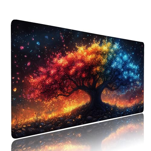 Gaming Mauspad XXL 1200x600x3mm Farbe Baum Mousepad Groß Desk mat, üro Zubehör Unterlage Schreibtisch WassXerdicht mit Vernähten Kanten und rutschfeste Gummibasis, für Laptop und PC Zubehör d-194 von Liutuedy