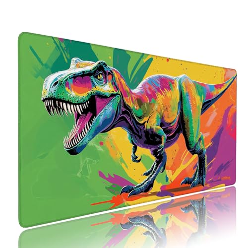Gaming Mauspad XXL 1200x600x3mm Farbe Dinosaurier Mousepad Groß Desk mat, üro Zubehör Unterlage Schreibtisch WassXerdicht mit Vernähten Kanten und rutschfeste Gummibasis, für Laptop PC Zubehör d-140 von Liutuedy