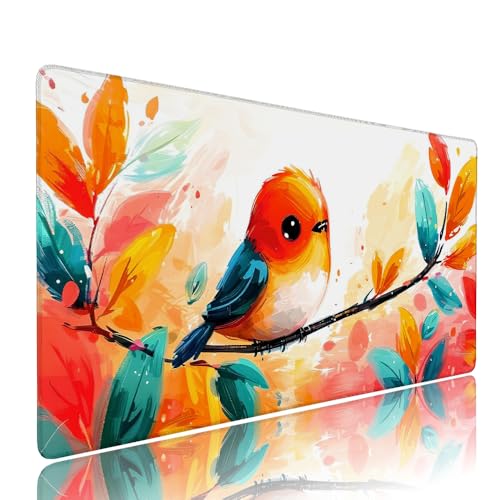 Gaming Mauspad XXL 1200x600x3mm Farbe Vogel Mousepad Groß Desk mat, üro Zubehör Unterlage Schreibtisch WassXerdicht mit Vernähten Kanten und rutschfeste Gummibasis, für Laptop und PC Zubehör d-164 von Liutuedy