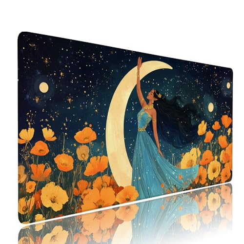 Gaming Mauspad XXL 1200x600x3mm Gelb Frau Mousepad Groß Desk mat, üro Zubehör Unterlage Schreibtisch WassXerdicht mit Vernähten Kanten und rutschfeste Gummibasis, für Laptop und PC Zubehör d-615 von Liutuedy