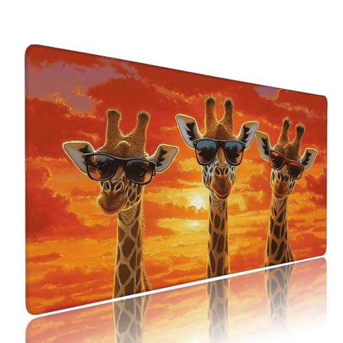 Gaming Mauspad XXL 1200x600x3mm Orange Farbe Giraffe Mousepad Groß Desk mat, üro Zubehör Unterlage Schreibtisch WassXerdicht mit Vernähten Kanten und rutschfeste Gummibasis, für Laptop und PC d-239 von Liutuedy
