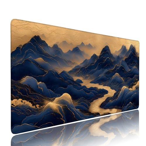 Gaming Mauspad XXL 1200x600x3mm Schwarz Abstrakt Mousepad Groß Desk mat, üro Zubehör Unterlage Schreibtisch WassXerdicht mit Vernähten Kanten und rutschfeste Gummibasis, für Laptop PC Zubehör d-299 von Liutuedy