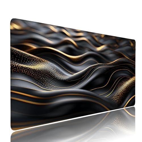 Gaming Mauspad XXL 1200x600x3mm Schwarz Abstrakt Mousepad Groß Desk mat, üro Zubehör Unterlage Schreibtisch WassXerdicht mit Vernähten Kanten und rutschfeste Gummibasis, für Laptop PC Zubehör d-313 von Liutuedy