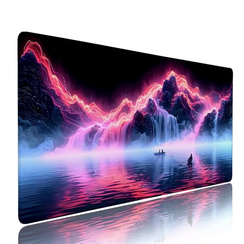 Gaming Mauspad XXL 1200x600x3mm Schwarz Abstrakt Mousepad Groß Desk mat, üro Zubehör Unterlage Schreibtisch WassXerdicht mit Vernähten Kanten und rutschfeste Gummibasis, für Laptop PC Zubehör d-324 von Liutuedy