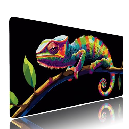 Gaming Mauspad XXL 1200x600x3mm Schwarz Eidechse Mousepad Groß Desk mat, üro Zubehör Unterlage Schreibtisch WassXerdicht mit Vernähten Kanten und rutschfeste Gummibasis, für Laptop PC Zubehör d-474 von Liutuedy