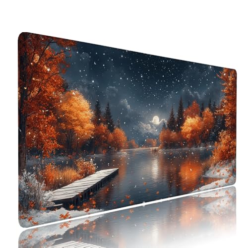 Gaming Mauspad XXL 1200x600x3mm Schwarz Schnee Mousepad Groß Desk mat, üro Zubehör Unterlage Schreibtisch WassXerdicht mit Vernähten Kanten und rutschfeste Gummibasis, für Laptop und PC Zubehör d-499 von Liutuedy