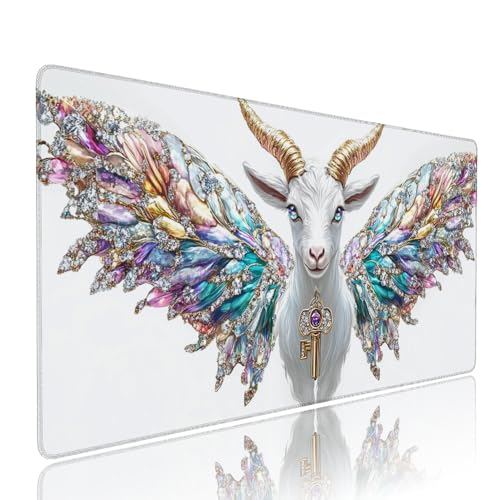 Gaming Mauspad XXL 1200x600x3mm Weiß Schaf Mousepad Groß Desk mat, üro Zubehör Unterlage Schreibtisch WassXerdicht mit Vernähten Kanten und rutschfeste Gummibasis, für Laptop und PC Zubehör d-73 von Liutuedy