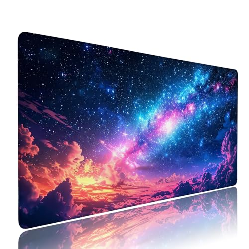 Gaming Mauspad XXL 600x300x3mm Schwarz Sternenhimmel Mousepad Groß Desk mat, üro Zubehör Unterlage Schreibtisch WassXerdicht mit Vernähten Kanten und rutschfeste Gummibasis, für Laptop und PC d-478 von Liutuedy