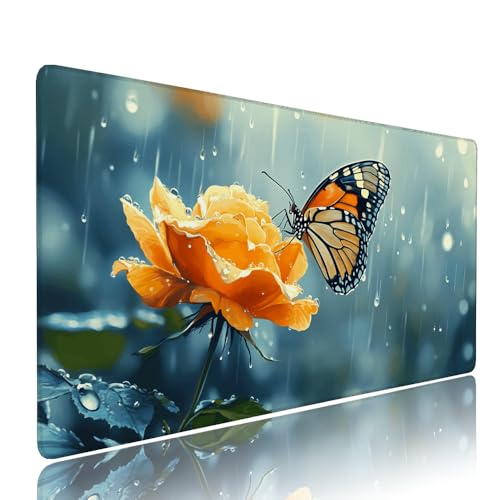 Gelb Schmetterling Schreibtischunterlage Mousepad XXL Gaming Mauspad Büro Zubehör Klein Mouse Pad Pc Desk Mat, WassXerdicht Anti-Rutsch Gummibasis Vernähte Kanten 800x300x3mm für Home Office d-579 Gelb Schmetterling Schreibtischunterlage Mousepad XXL Gaming Mauspad Büro Zubehör Klein Mouse Pad Pc Desk Mat, WassXerdicht Anti-Rutsch Gummibasis Vernähte Kanten 800x300x3mm für Home Office d-579 von Liutuedy