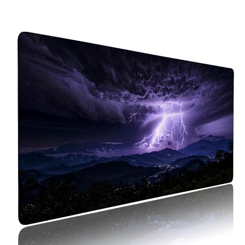 Grau Landschaft Schreibtischunterlage Mousepad XXL Gaming Mauspad Büro Zubehör Klein Mouse Pad Pc Desk Mat Groß, WassXerdicht Anti-Rutsch Gummibasis Vernähte Kanten 1400x600x3mm für Home Office d-652 von Liutuedy
