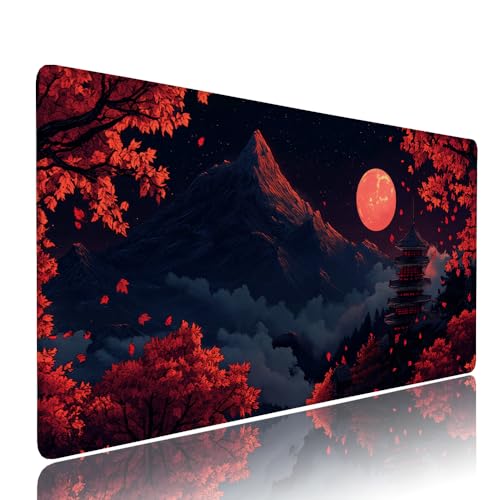 Rot Mond Schreibtischunterlage Mousepad xxl Gaming Mauspad Büro Zubehör Klein Mouse Pad Pc Desk Mat Groß, Anti-Rutsch Gummibasis Vernähte Kanten 1400x600x3mm Schreibtisch Schutz, für Home Office d-554 von Liutuedy