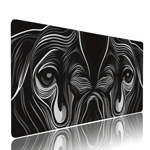 Schwarz Abstrakt Schreibtischunterlage Mousepad xxl Gaming Mauspad Büro Zubehör Klein Mouse Pad Pc Desk Mat Groß, WassXerdicht Anti-Rutsch Gummibasis Vernähte Kanten 1000x500x3mm für Home Office d-297 von Liutuedy