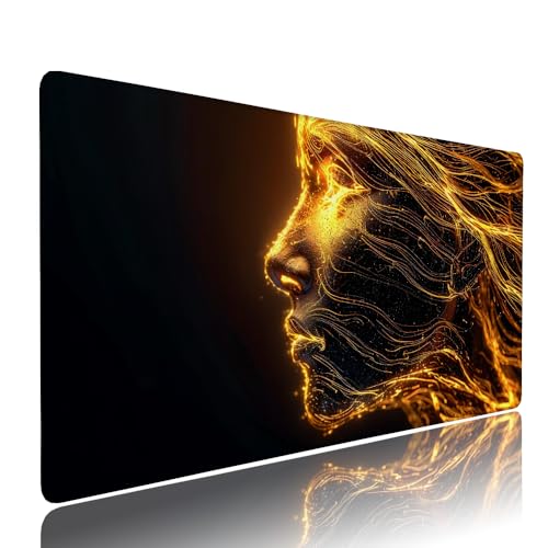 Schwarz Abstrakt Schreibtischunterlage Mousepad xxl Gaming Mauspad Büro Zubehör Klein Mouse Pad Pc Desk Mat Groß, WassXerdicht Anti-Rutsch Gummibasis Vernähte Kanten 1400x600x3mm für Home Office d-314 von Liutuedy
