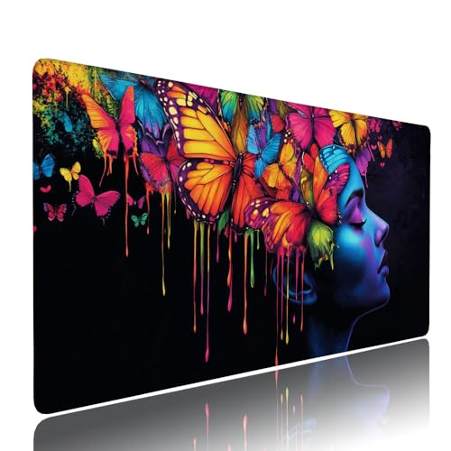 Schwarz Abstrakt Schreibtischunterlage Mousepad xxl Gaming Mauspad Büro Zubehör Klein Mouse Pad Pc Desk Mat Groß, WassXerdicht Anti-Rutsch Gummibasis Vernähte Kanten 1400x600x3mm für Home Office d-311 von Liutuedy
