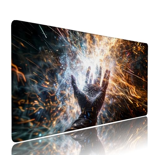 Schwarz Abstrakt Schreibtischunterlage Mousepad xxl Gaming Mauspad Büro Zubehör Klein Mouse Pad Pc Desk Mat Groß, WassXerdicht Anti-Rutsch Gummibasis Vernähte Kanten 1400x600x3mm für Home Office d-323 von Liutuedy