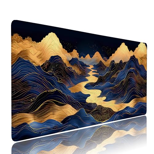 Schwarz Berg Schreibtischunterlage Mousepad XXL Gaming Mauspad Büro Zubehör Klein Mouse Pad Pc Desk Mat Groß, WassXerdicht Anti-Rutsch Gummibasis Vernähte Kanten 700x300x3mm für Home Office d-444 von Liutuedy