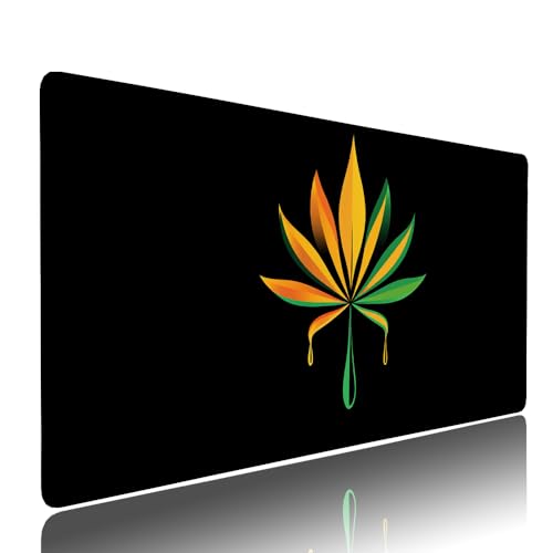 Schwarz Blätter Schreibtischunterlage Mousepad XXL Gaming Mauspad Büro Zubehör Klein Mouse Pad Pc Desk Mat Groß, WassXerdicht Anti-Rutsch Gummibasis Vernähte Kanten 1400x600x3mm für Home Office d-464 von Liutuedy