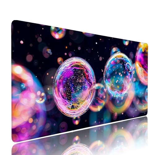 Schwarz Blasen Schreibtischunterlage Mousepad XXL Gaming Mauspad Büro Zubehör Klein Mouse Pad Pc Desk Mat Groß, WassXerdicht Anti-Rutsch Gummibasis Vernähte Kanten 1400x600x3mm für Home Office d-440 von Liutuedy