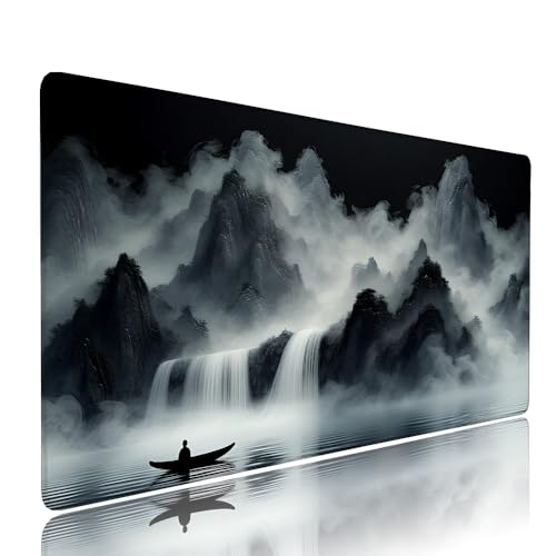 Schwarz Fallen Schreibtischunterlage Mousepad XXL Gaming Mauspad Büro Zubehör Klein Mouse Pad Pc Desk Mat Groß, WassXerdicht Anti-Rutsch Gummibasis Vernähte Kanten 1400x600x3mm für Home Office d-442 von Liutuedy