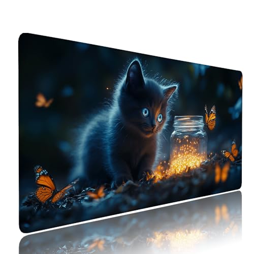 Schwarz Katze Schreibtischunterlage Mousepad XXL Gaming Mauspad Büro Zubehör Klein Mouse Pad Pc Desk Mat Groß, WassXerdicht Anti-Rutsch Gummibasis Vernähte Kanten 900x500x3mm für Home Office d-425 Schwarz Katze Schreibtischunterlage Mousepad XXL Gaming Mauspad Büro Zubehör Klein Mouse Pad Pc Desk Mat Groß, WassXerdicht Anti-Rutsch Gummibasis Vernähte Kanten 900x500x3mm für Home Office d-425 von Liutuedy