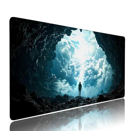 Schwarz Landschaft Schreibtischunterlage Mousepad XXL Gaming Mauspad Büro Zubehör Klein Mouse Pad Pc Desk Mat, WassXerdicht Anti-Rutsch Gummibasis Vernähte Kanten 1000x500x3mm für Home Office d-333 von Liutuedy