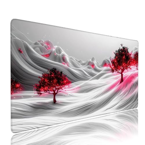 Weiß Abstrakt Schreibtischunterlage Mousepad XXL Gaming Mauspad Büro Zubehör Klein Mouse Pad Pc Desk Mat Groß, WassXerdicht Anti-Rutsch Gummibasis Vernähte Kanten 1000x500x3mm für Home Office d-2 von Liutuedy