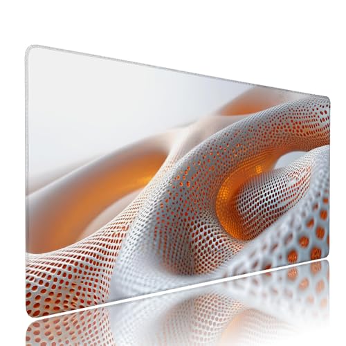 Weiß Abstrakt Schreibtischunterlage Mousepad XXL Gaming Mauspad Büro Zubehör Klein Mouse Pad Pc Desk Mat Groß, WassXerdicht Anti-Rutsch Gummibasis Vernähte Kanten 700x300x3mm für Home Office d-4 von Liutuedy