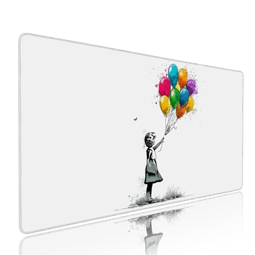 Weiß Ballon Schreibtischunterlage Mousepad XXL Gaming Mauspad Büro Zubehör Klein Mouse Pad Pc Desk Mat Groß, WassXerdicht Anti-Rutsch Gummibasis Vernähte Kanten 1000x500x3mm für Home Office d-51 Weiß Ballon Schreibtischunterlage Mousepad XXL Gaming Mauspad Büro Zubehör Klein Mouse Pad Pc Desk Mat Groß, WassXerdicht Anti-Rutsch Gummibasis Vernähte Kanten 1000x500x3mm für Home Office d-51 von Liutuedy