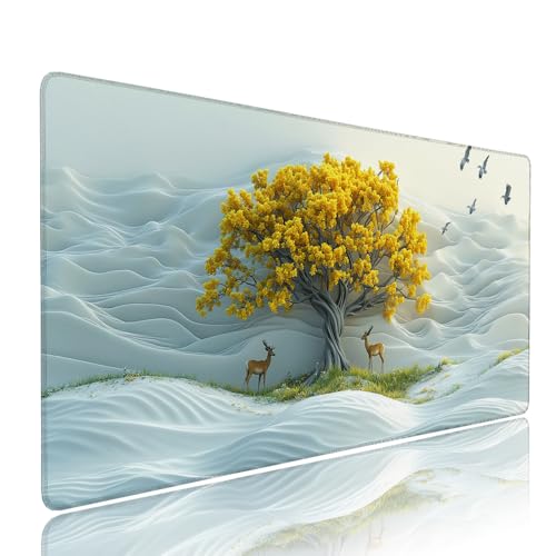 Weiß Baum Schreibtischunterlage Mousepad XXL Gaming Mauspad Büro Zubehör Klein Mouse Pad Pc Desk Mat Groß, Anti-Rutsch Gummibasis Vernähte Kanten 900x500x3mm Schreibtisch Schutz, für Home Office d-56 Weiß Baum Schreibtischunterlage Mousepad XXL Gaming Mauspad Büro Zubehör Klein Mouse Pad Pc Desk Mat Groß, Anti-Rutsch Gummibasis Vernähte Kanten 900x500x3mm Schreibtisch Schutz, für Home Office d-56 von Liutuedy