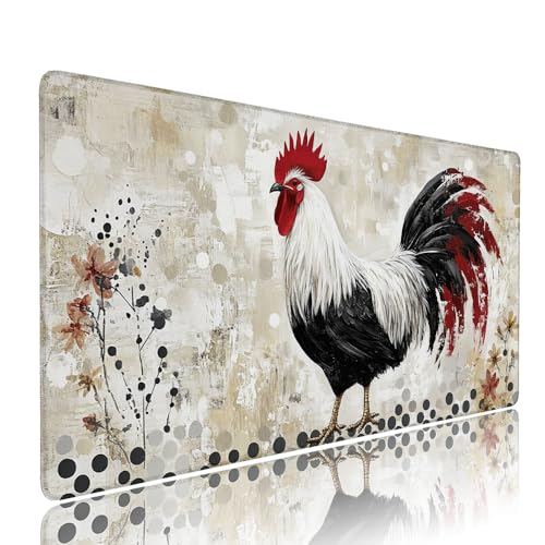 Weiß Huhn Schreibtischunterlage Mousepad XXL Gaming Mauspad Büro Zubehör Klein Mouse Pad Pc Desk Mat Groß, Anti-Rutsch Gummibasis Vernähte Kanten 800x300x3mm Schreibtisch Schutz, für Home Office d-26 von Liutuedy