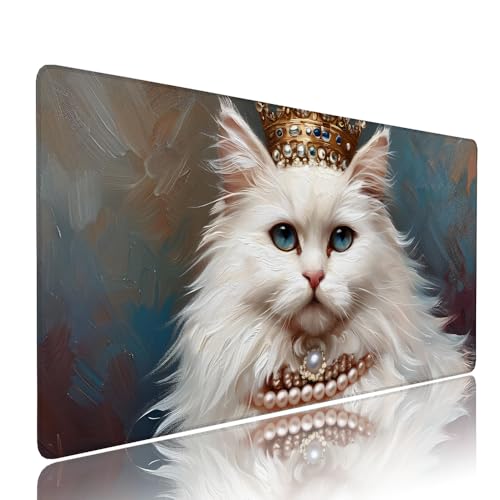 Weiß Katze Schreibtischunterlage Mousepad xxl Gaming Mauspad Büro Zubehör Klein Mouse Pad Pc Desk Mat Groß,Anti-Rutsch Gummibasis Vernähte Kanten 1000x500x3mm Schreibtisch Schutz, für Home Office d-38 Weiß Katze Schreibtischunterlage Mousepad xxl Gaming Mauspad Büro Zubehör Klein Mouse Pad Pc Desk Mat Groß,Anti-Rutsch Gummibasis Vernähte Kanten 1000x500x3mm Schreibtisch Schutz, für Home Office d-38 von Liutuedy